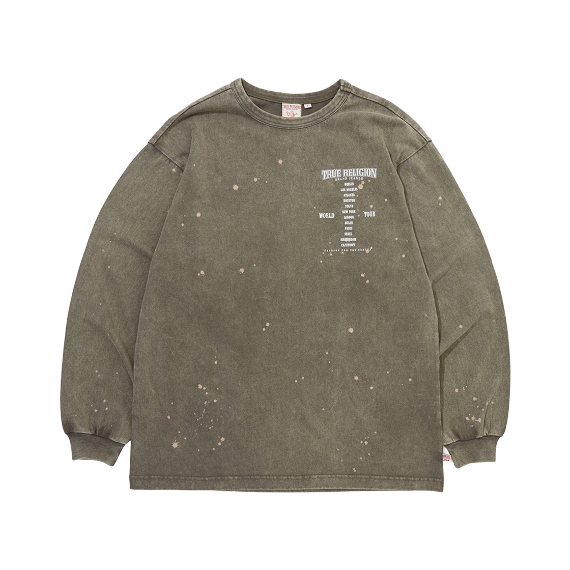TRA3TSU102WKH True Religion World Tour Long Sleeve Washed Washed Khaki