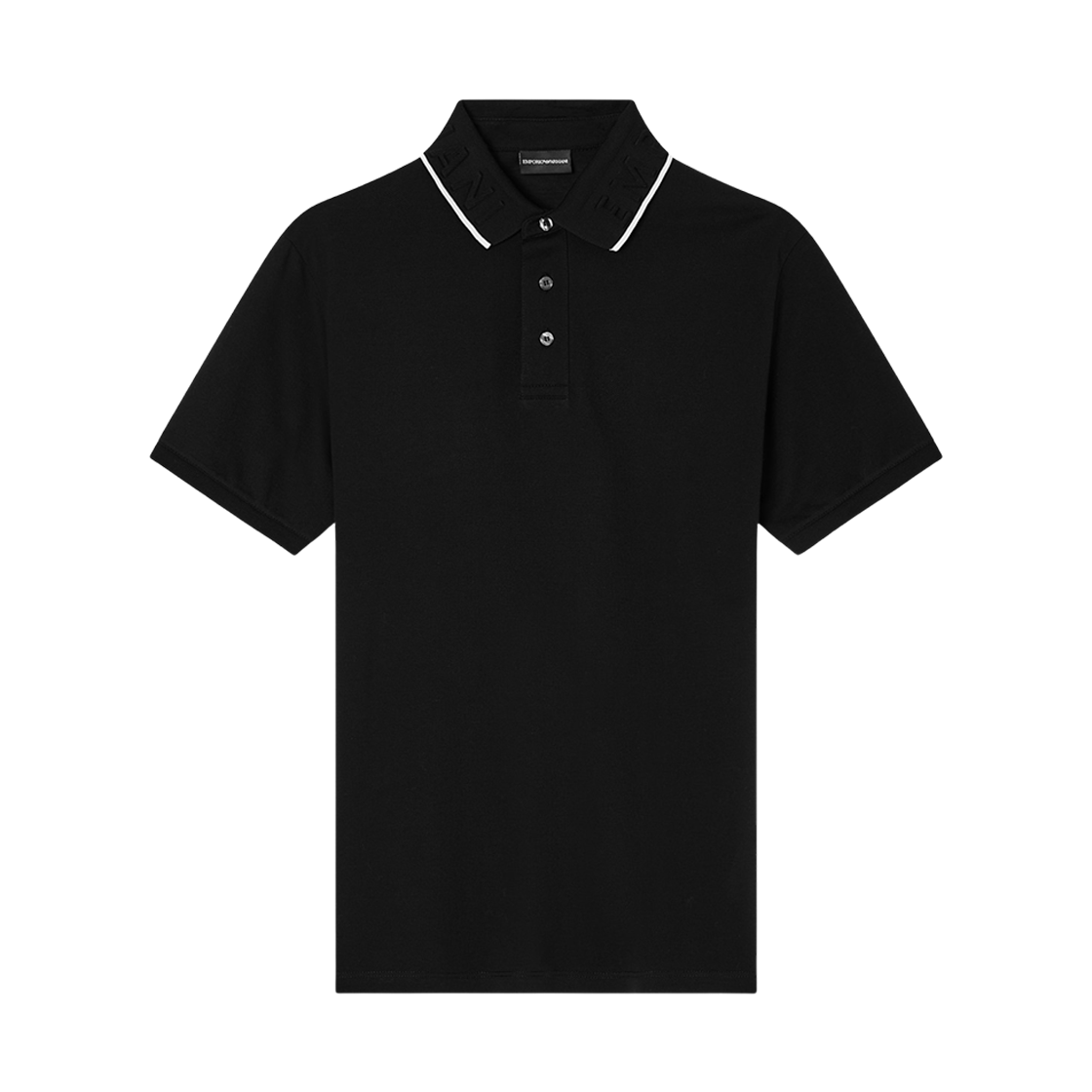 엠포리오 아르마니 엠보스 로고 칼라 피케 폴로 셔츠 블랙(Emporio Armani Pique Polo Shirt with Embossed Logo Collar Black) - 1