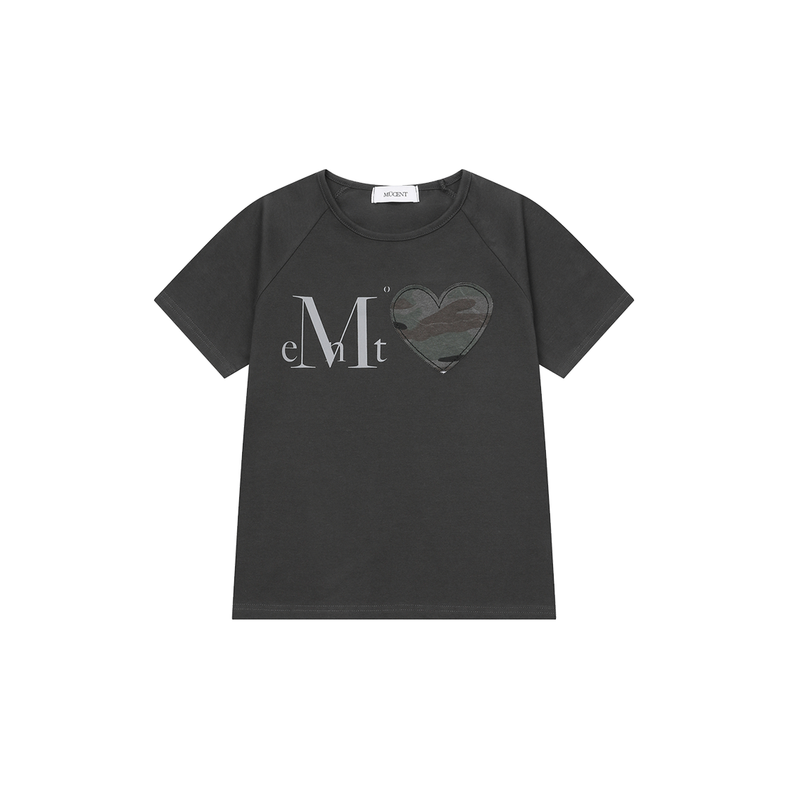 P0000BEC MUCENT Malti Heart Camo Reglan Half T (3Color) Charcoal