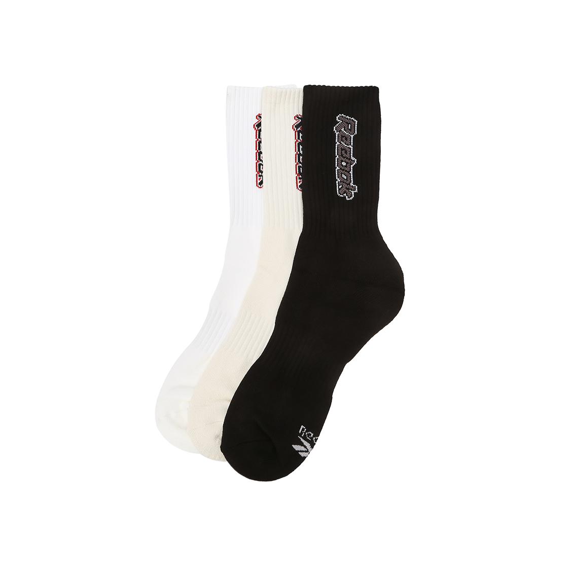 RESS5FY02WT Reebok 2000s Logo Socks 3PACK White Ivory Black