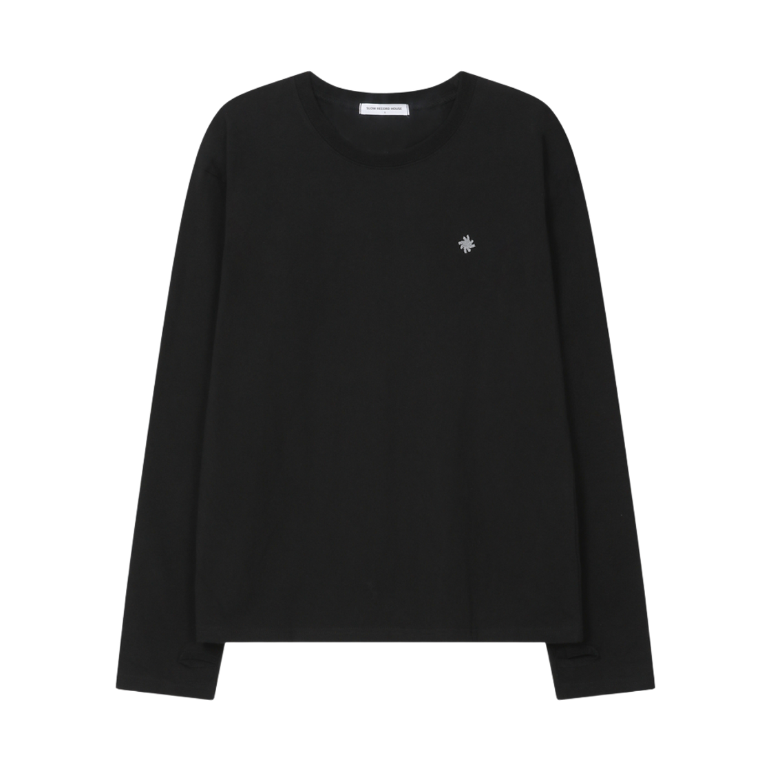 슬로우 레코드 하우스 핑거홀 크롭 롱 슬리브 블랙(SLOW RECORD HOUSE Fingerhole Crop Long Sleeve Black)