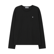 SLOW RECORD HOUSE Fingerhole Crop Long Sleeve Black