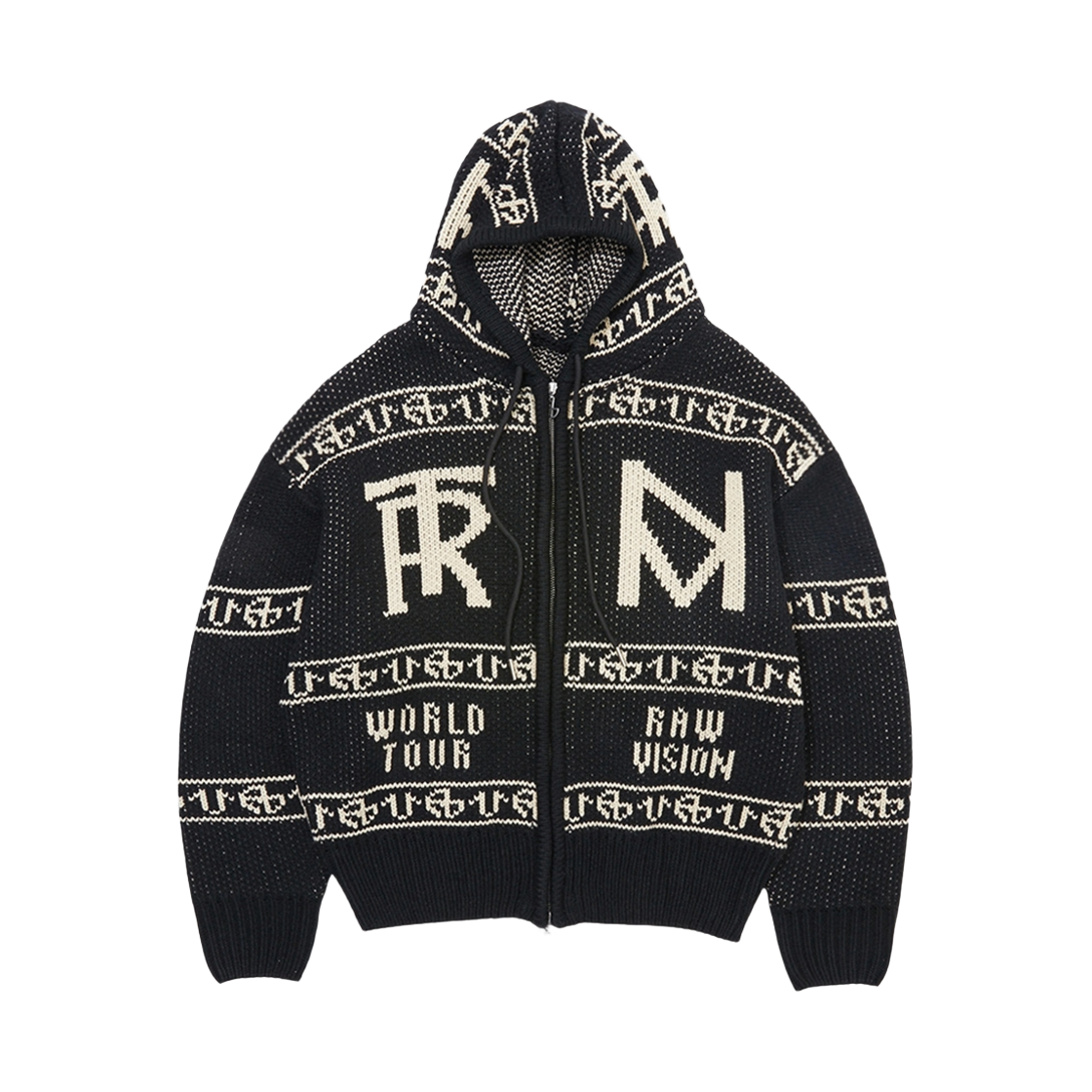 TRA3SWU701BBK True Religion x NOMANUAL No Religion Cowichan Hooded Zip-Up Black