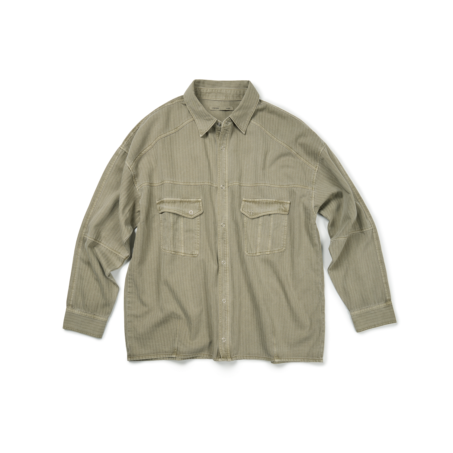 ET2503SH03BE ETCE Base Herringbone Washed Pocket Shirt Beige