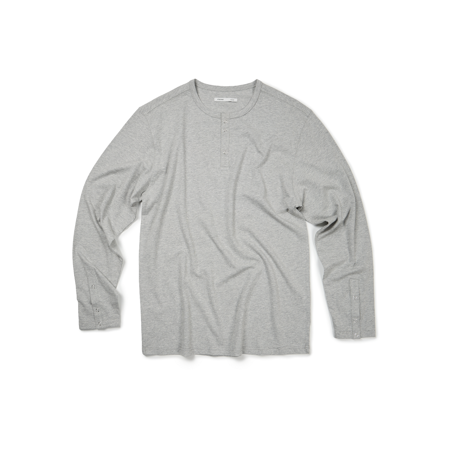 ET2503LT03MG ETCE Base Snap Sleeve Henley Neck Tee Melange Gray