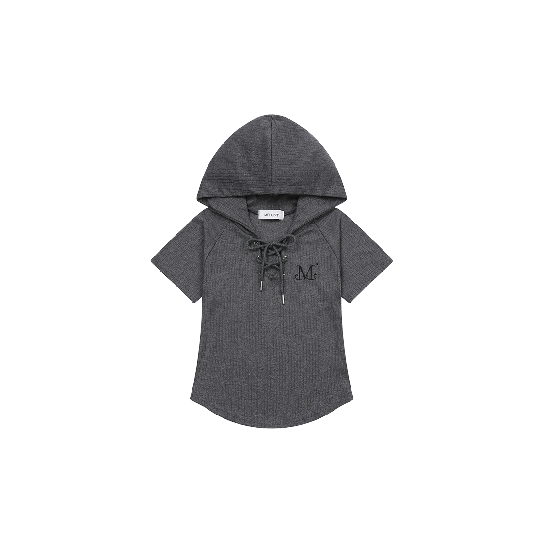 P0000BEF MUCENT Amane Punching Eyelet Reglan Half Hood T (2Color) Charcoal