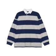 [20% 적립] Polo Ralph Lauren Big Fit Striped Jersey Rugby Shirt Newport Navy Andover Heather - 25FW