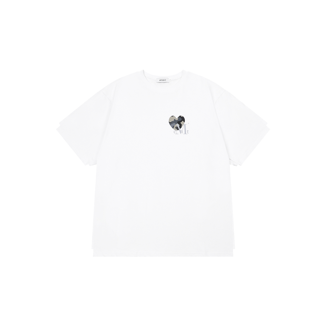 무센트 카부 하트 카모 스몰 로고 반팔 티 남녀공용 (2컬러) 화이트(MUCENT Cavoo Heart Camo Small Logo Half T Unisex (2Color) White) - 3