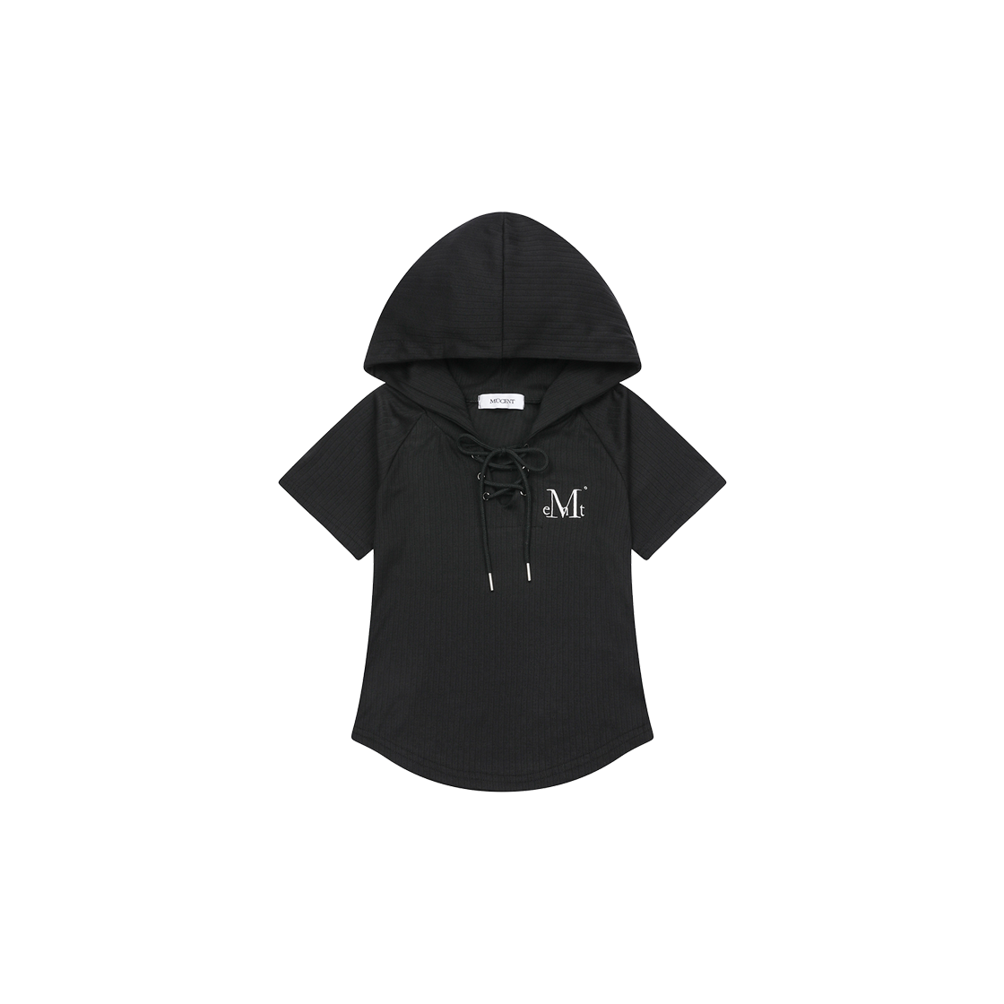 P0000BEF MUCENT Amane Punching Eyelet Reglan Half Hood T (2Color) Black