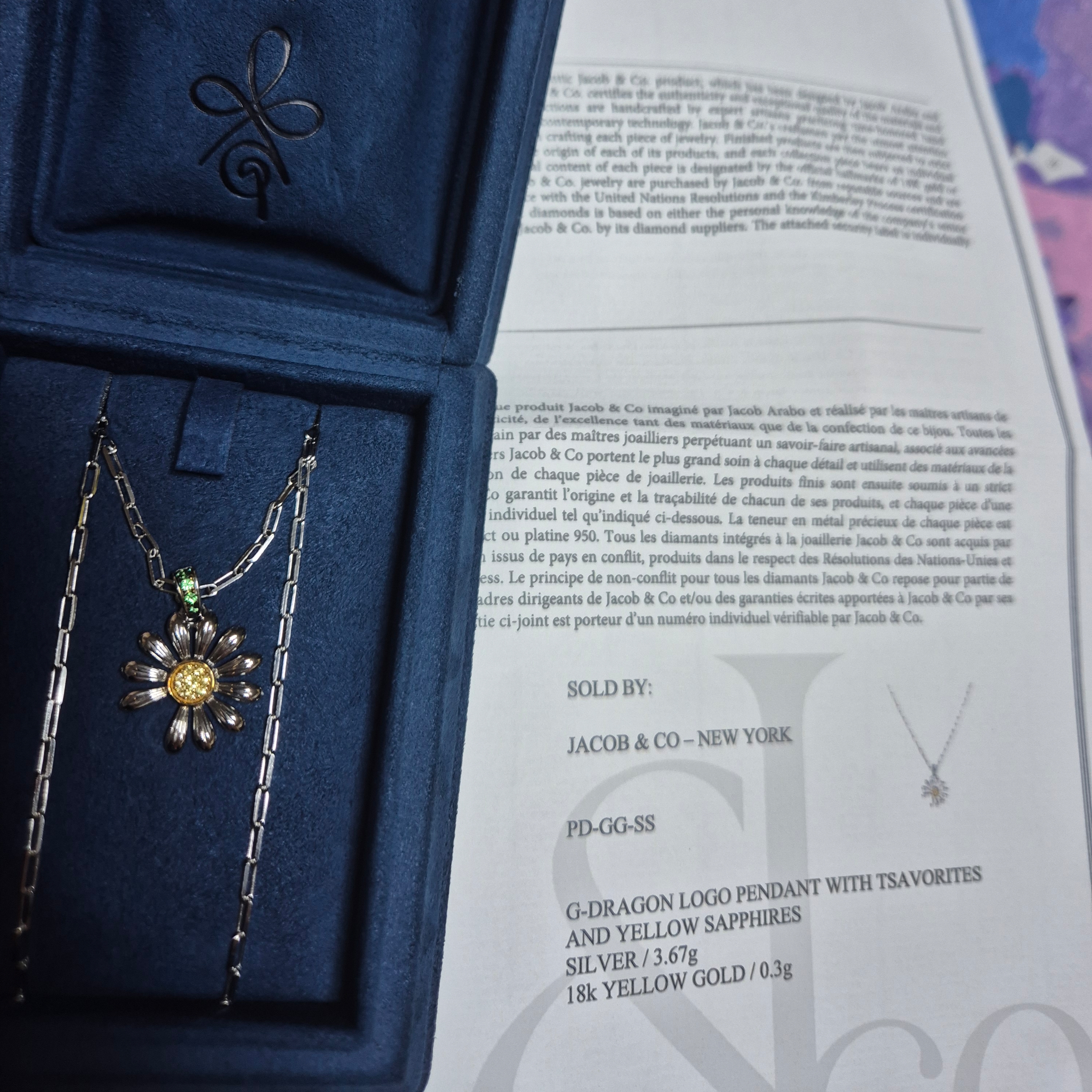 Jacob & Co x Peaceminusone Pendant Sterling Silver & Yellow Gold 착용 스타일