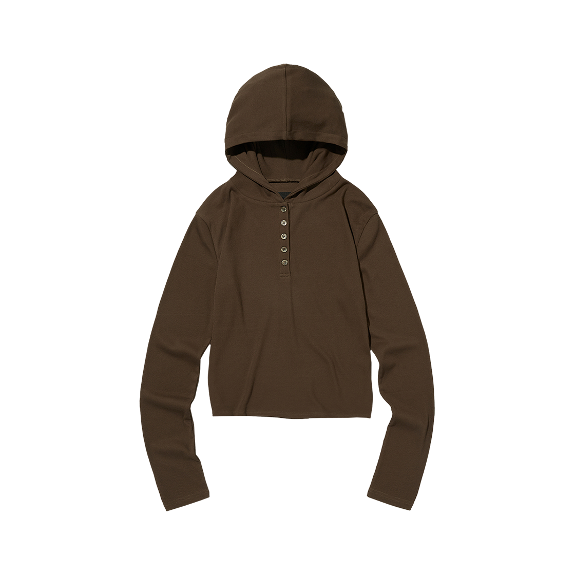 SDEFTO418BN Suade Hooded Henley Neck Brown