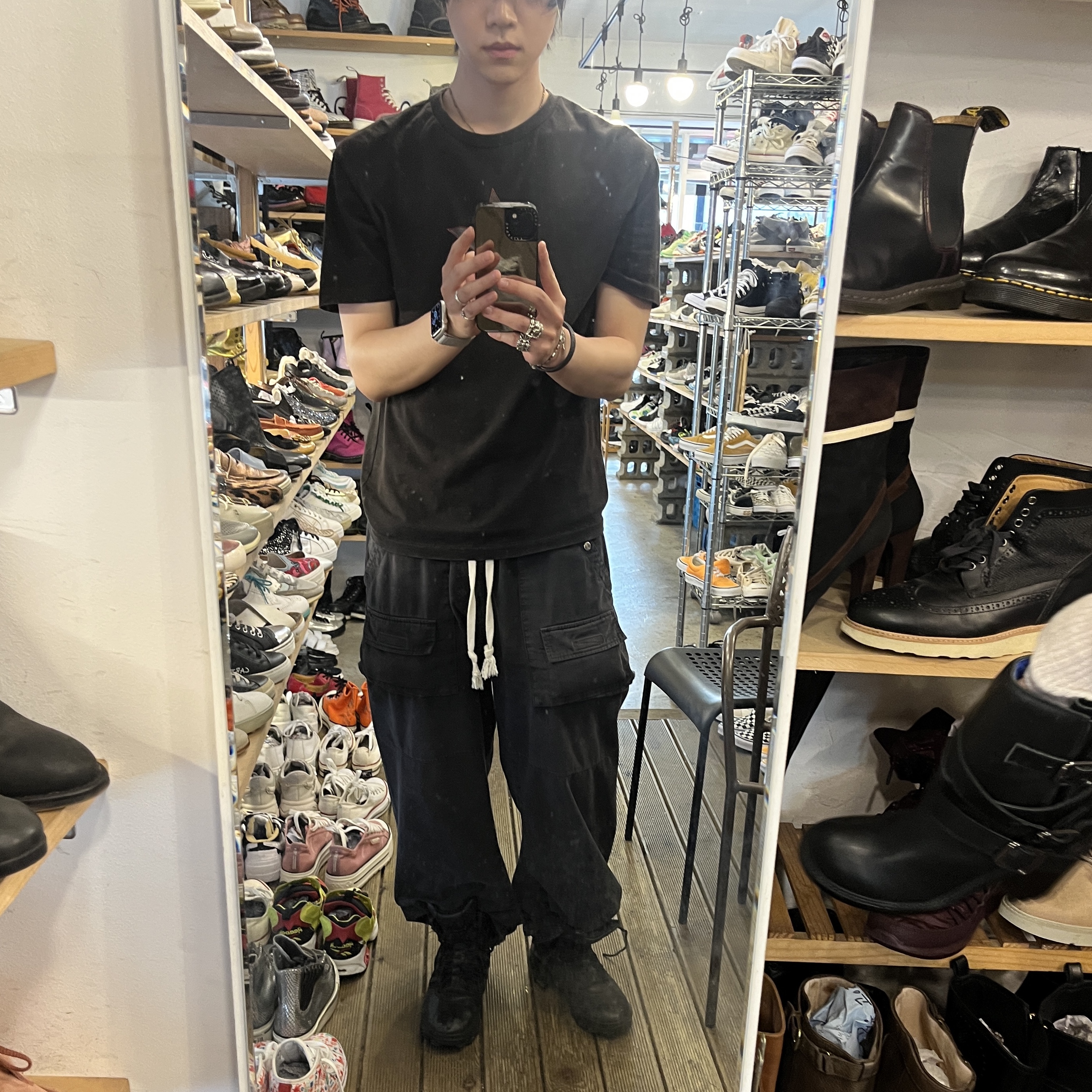 Polyteru Front Cargo Pants 1.2v Black 착용 스타일