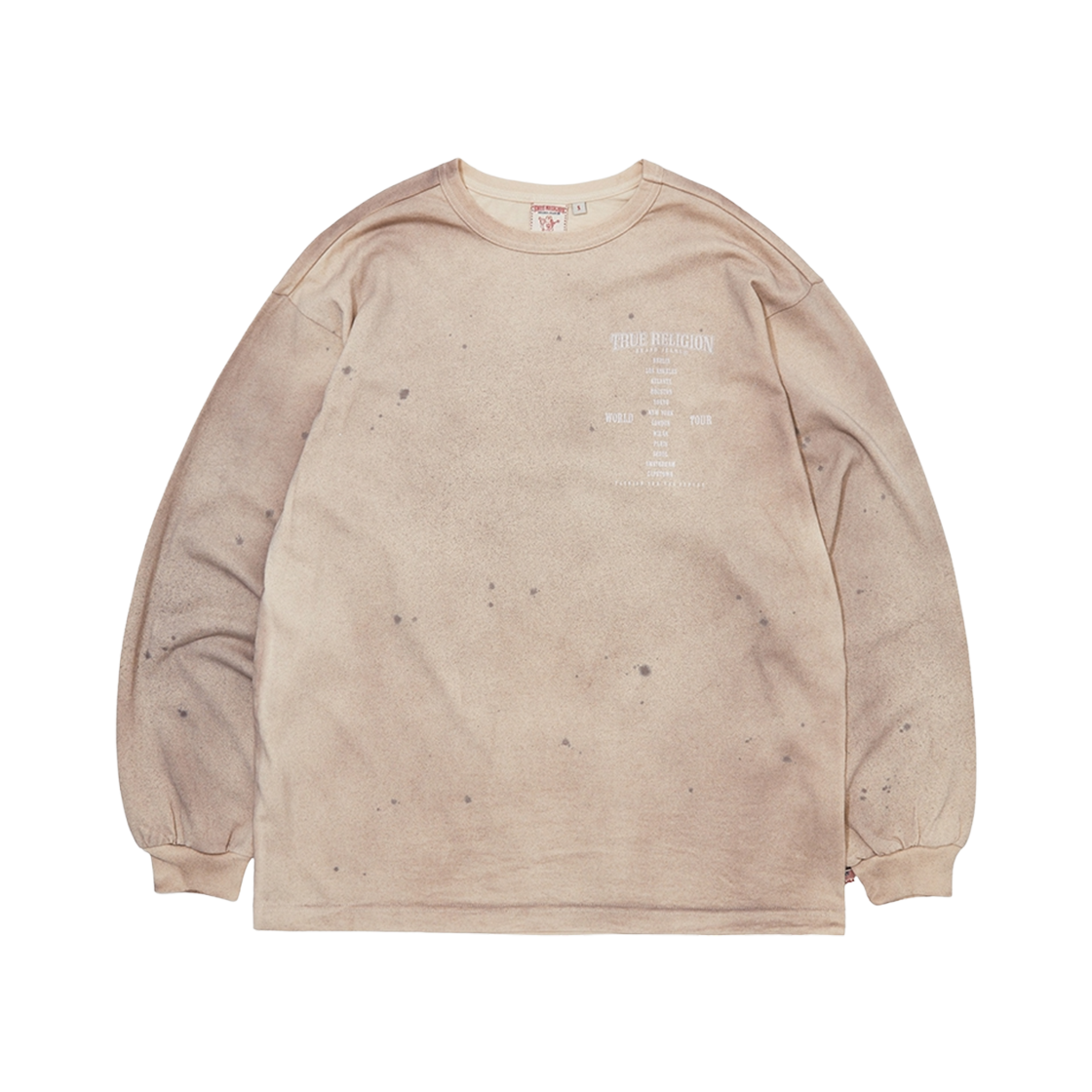 TRA3TSU102WBE True Religion World Tour Long Sleeve Washed Washed Beige