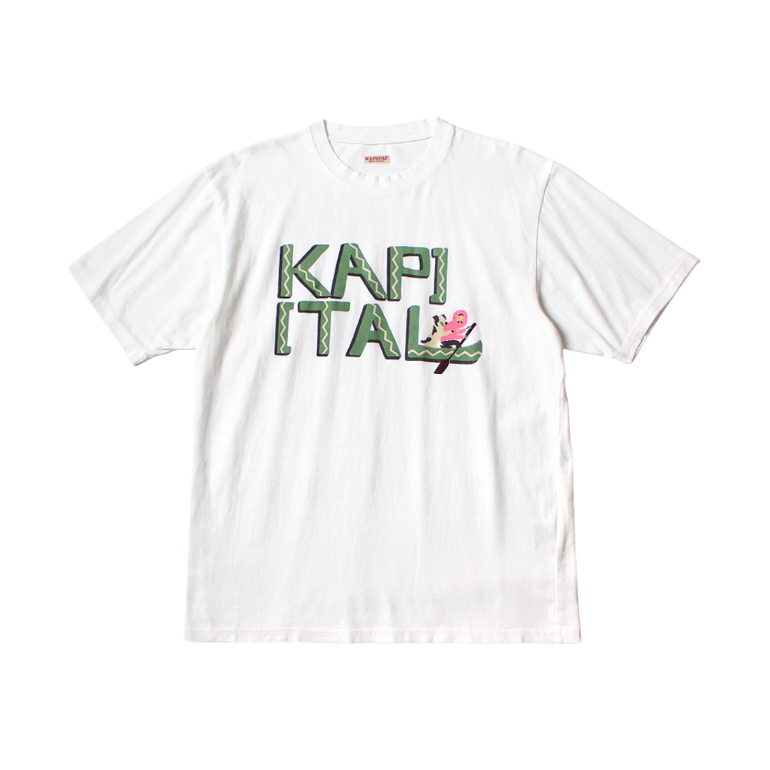 캐피탈 20 저지 크루 티셔츠 카누 캐피탈 Pt 그린(Kapital 20 Jersey Crew T-Shirt Canoe Kapital Pt Green)