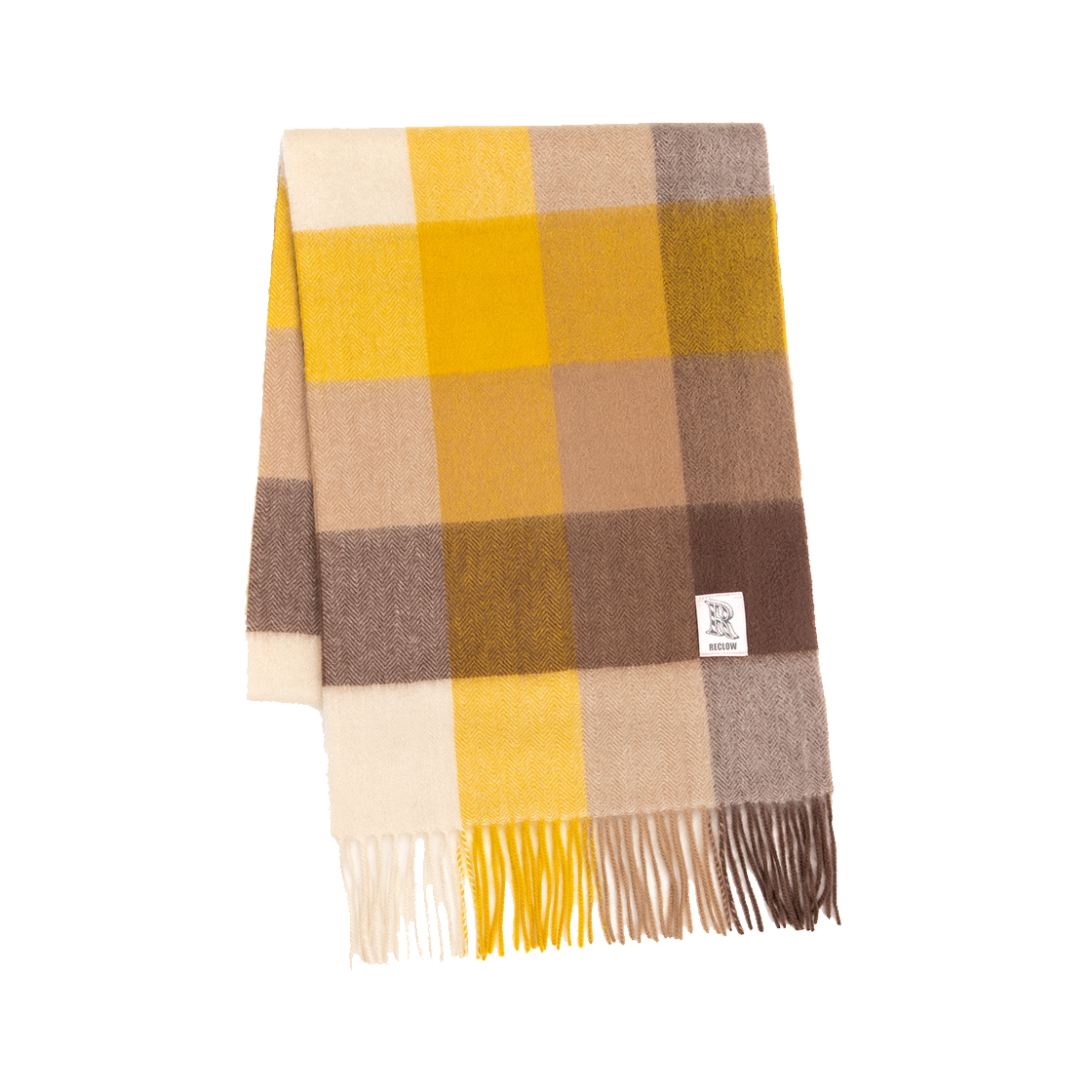 리끌로우 캐시미어 100% 체크 머플러 옐로우 브라운(RECLOW 100% Cashmere Check Muffler Yellow Brown) - 1