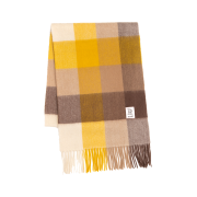 RECLOW 100% Cashmere Check Muffler Yellow Brown