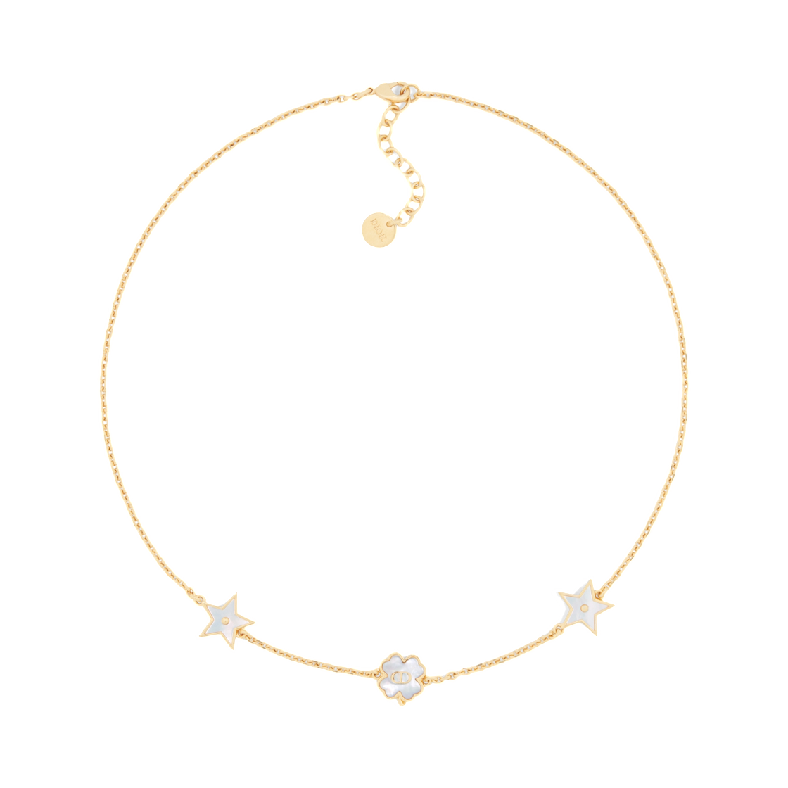 (W) 디올 데스티니 네클리스 골드 피니쉬 메탈 앤 마더 오브 펄((W) Dior Destiny Necklace Gold Finish Metal And Mother of Pearl) - 1