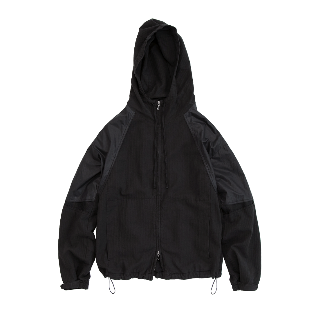 PL5LJU8007BQ Polyteru Old Block Zip Parka Black Striped & Glossy Black