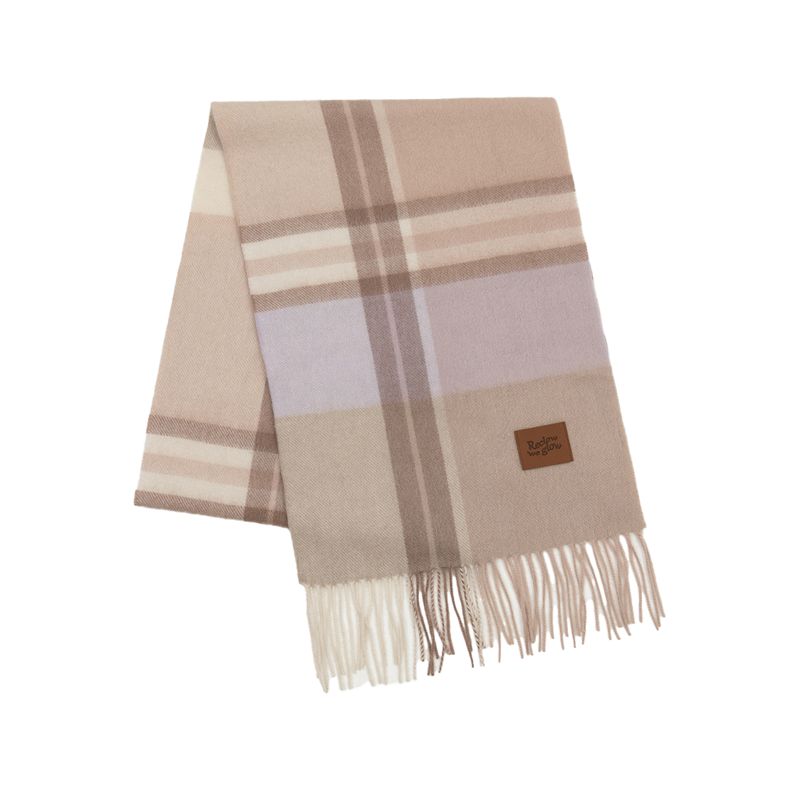 리끌로우 문 체크 캐시미어 100% 머플러 베이지(RECLOW Munm Check Cashmere 100% Muffler Beige) - 1