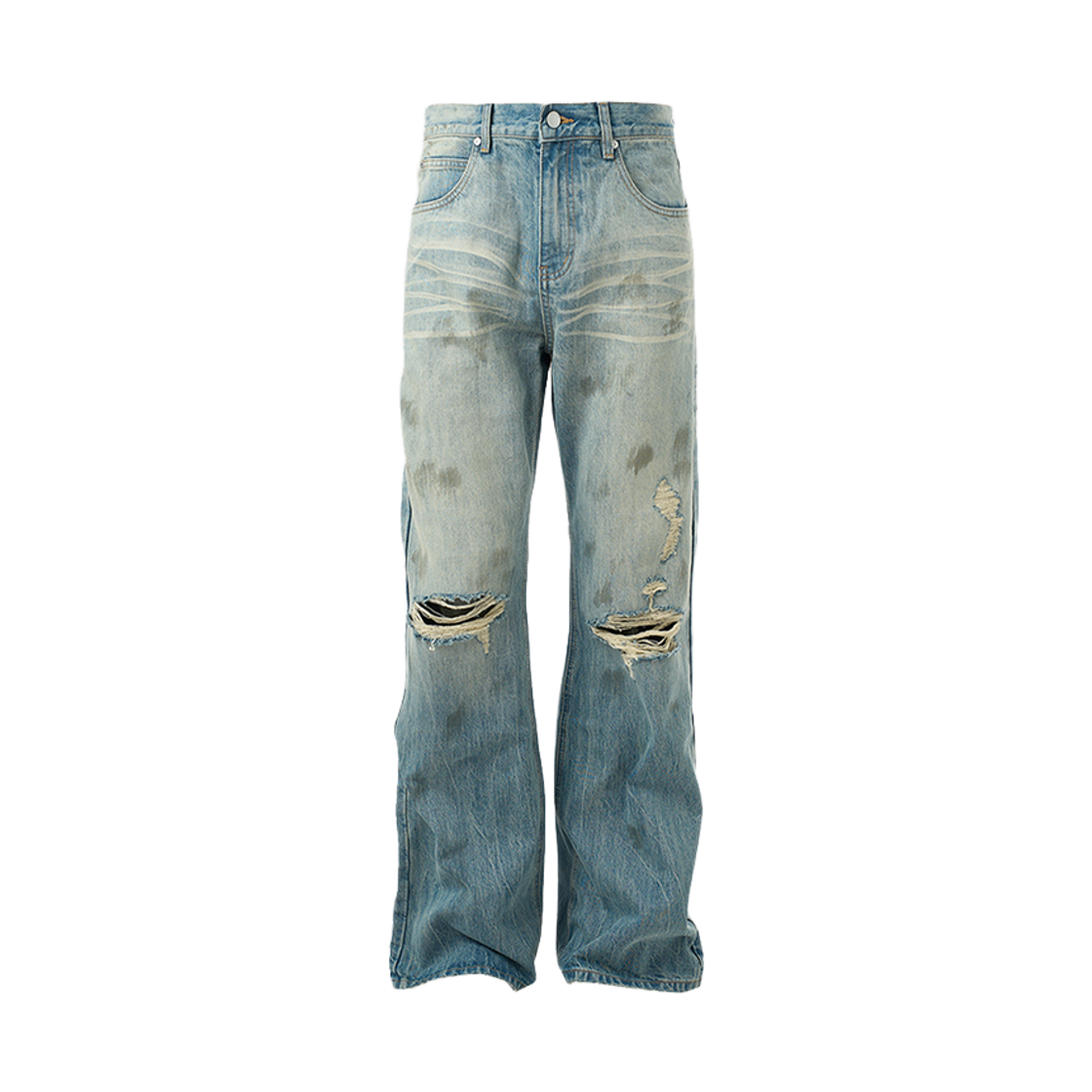 ST25-SS-LP-BU-29 STEEPC Splash destroyed semi flared denim jeans