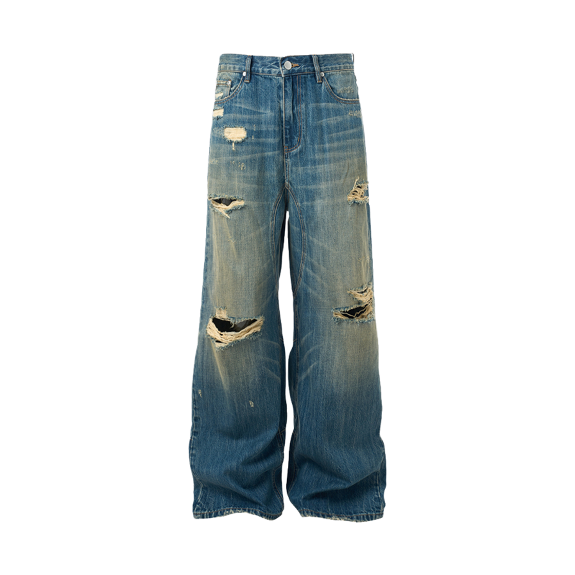 ST25-SS-LP-BU-35 STEEPC Smash destroyed straight denim jeans