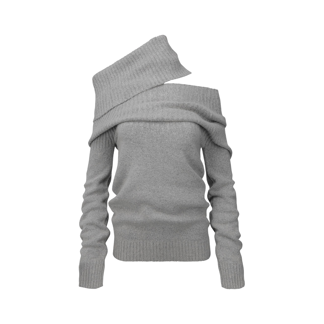 나체 우먼 2웨이 숄 니트 멜란지 그레이 - 25FW(Nache Women 2-Way Shawl Knit Melange Gray - 25FW)
