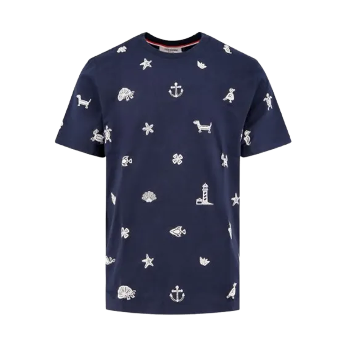 MJS254E-00042-415 Thom Browne Nautical Embroidered T-Shirt Navy