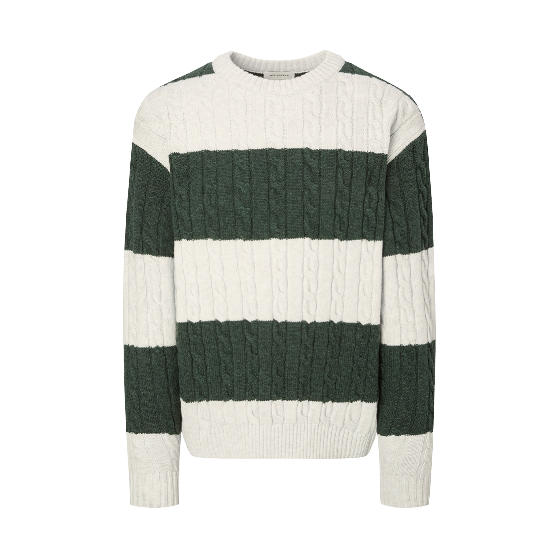 HZSW5F801E2 His Hazzys Striped Cable Knit Sweater_Navy