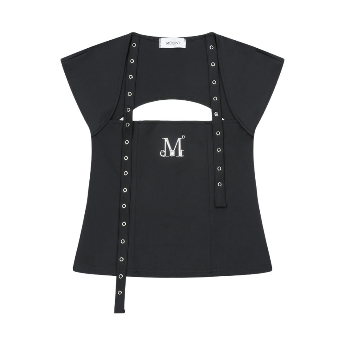 P0000BCP MUCENT Neoloop Open Back Crop Top Black