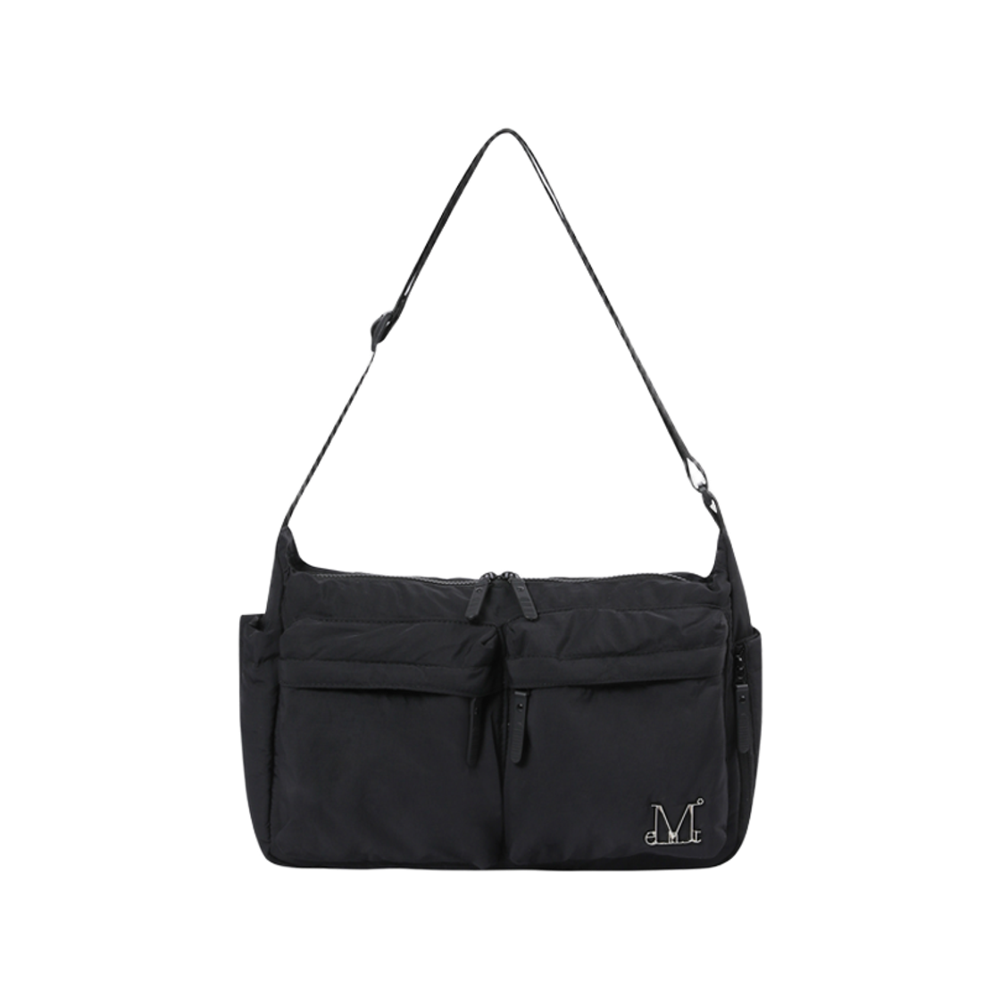 P0000BCK MUCENT Arima Metal Logo Front 2-Pocket Cross Bag Unisex Black