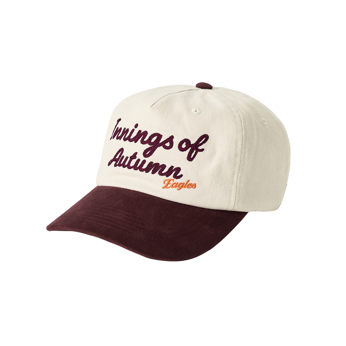 세터 X 한화 이글스 타이포 그래픽 5 패널 볼캡 버건디(Satur x Hanwha Eagles Typo Graphic 5 Panel Ball Cap Burgundy)