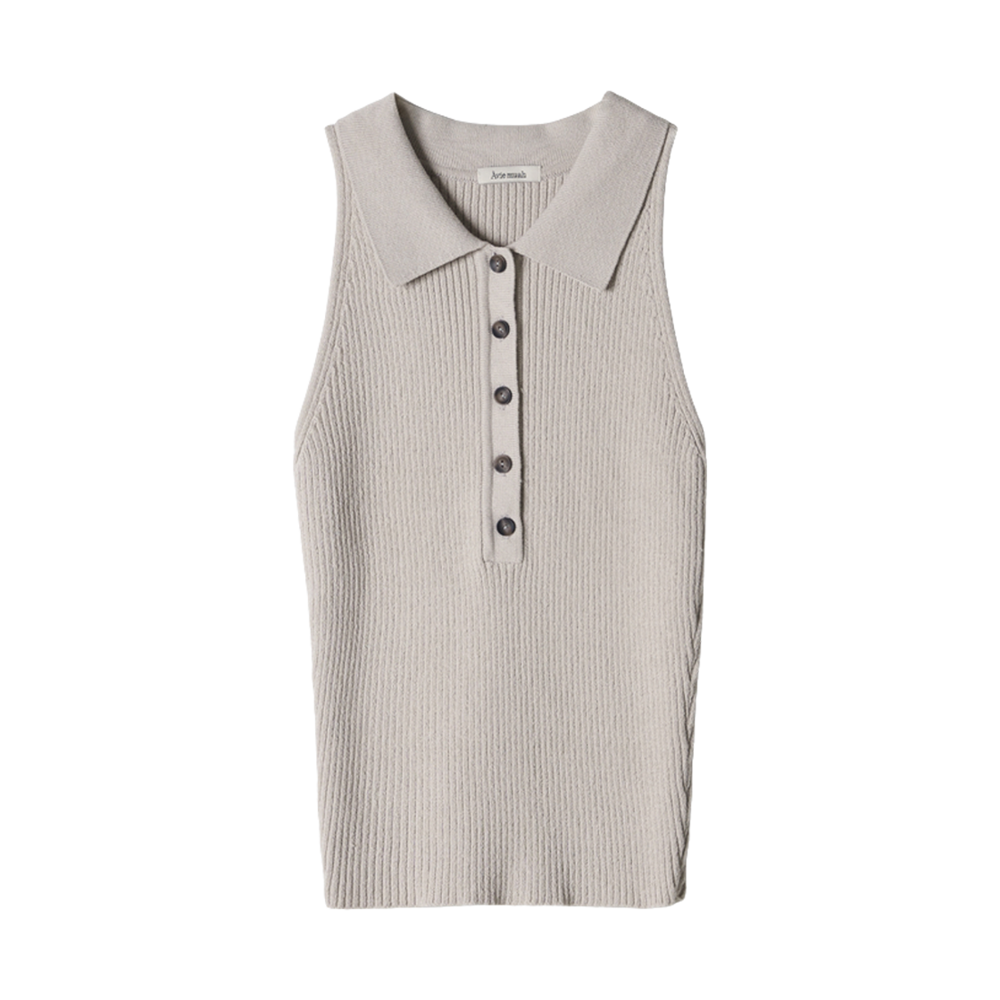 - (W) Aviemuah Slim Ribbed Halter Knit Vest Grey