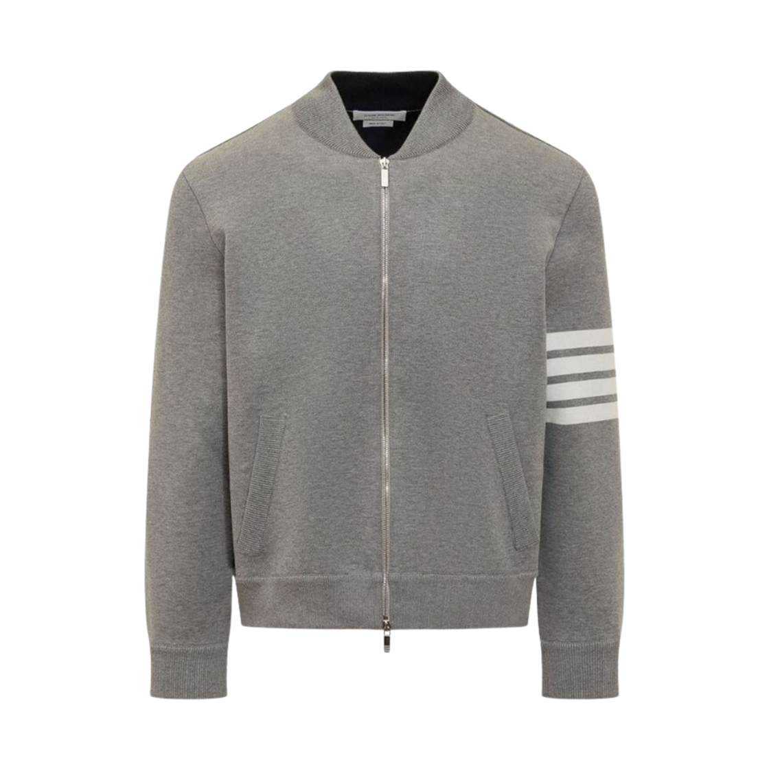 MKJ112E-Y3004-055 Thom Browne 4-Bar Crab Bomber Jacket Light Grey