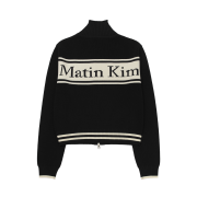 Matin Kim Spell Point Stripe Knit Cardigan Black