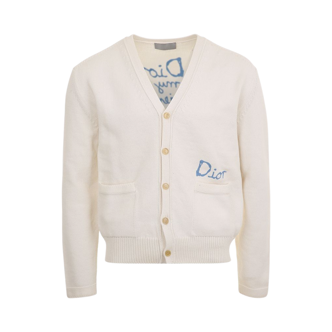 583M219A3003-C085 Dior x Hylton Nel Logo Print Cardigan Ecru