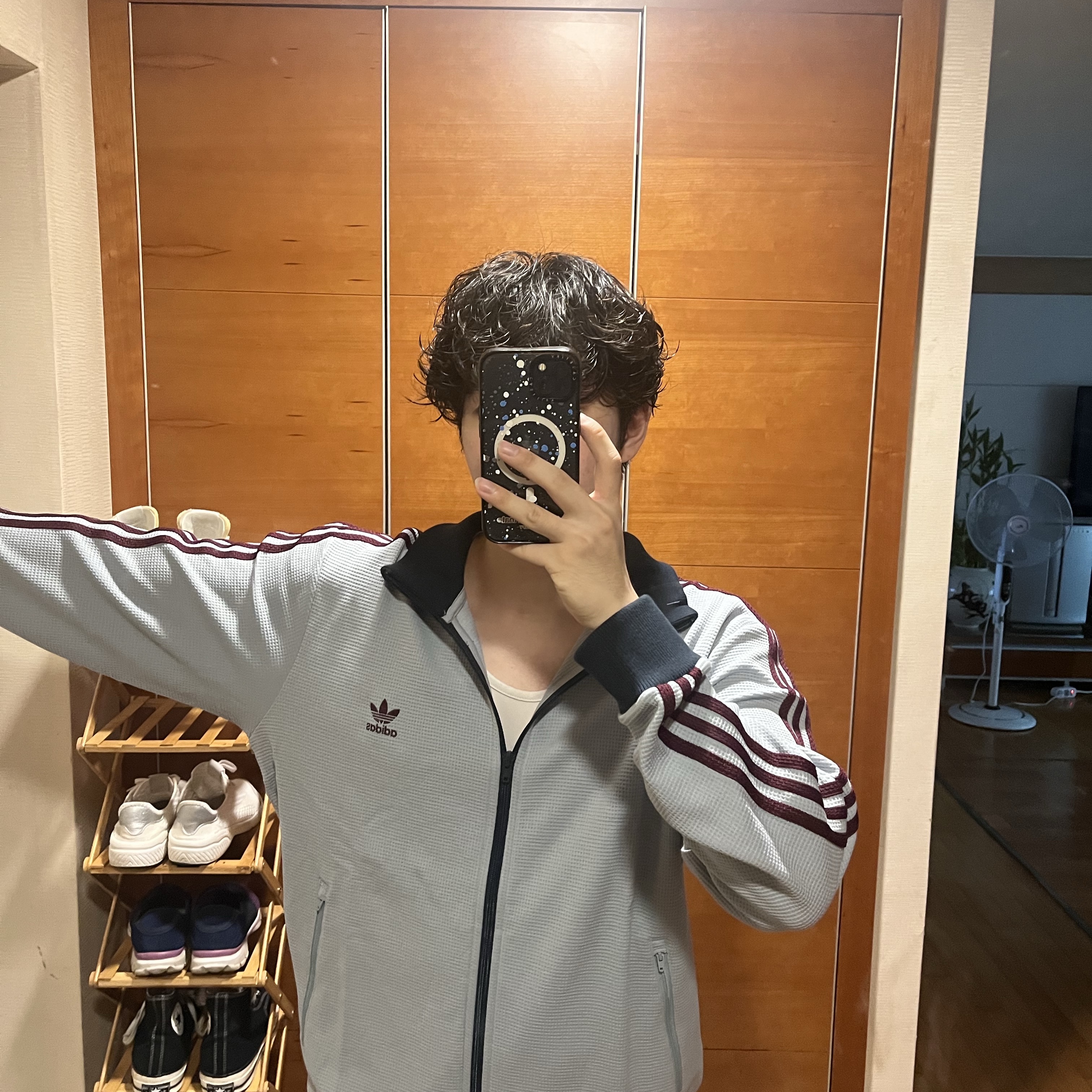 Adidas Originals Track Top Light Grey - KR Sizing 착용 스타일 - 3