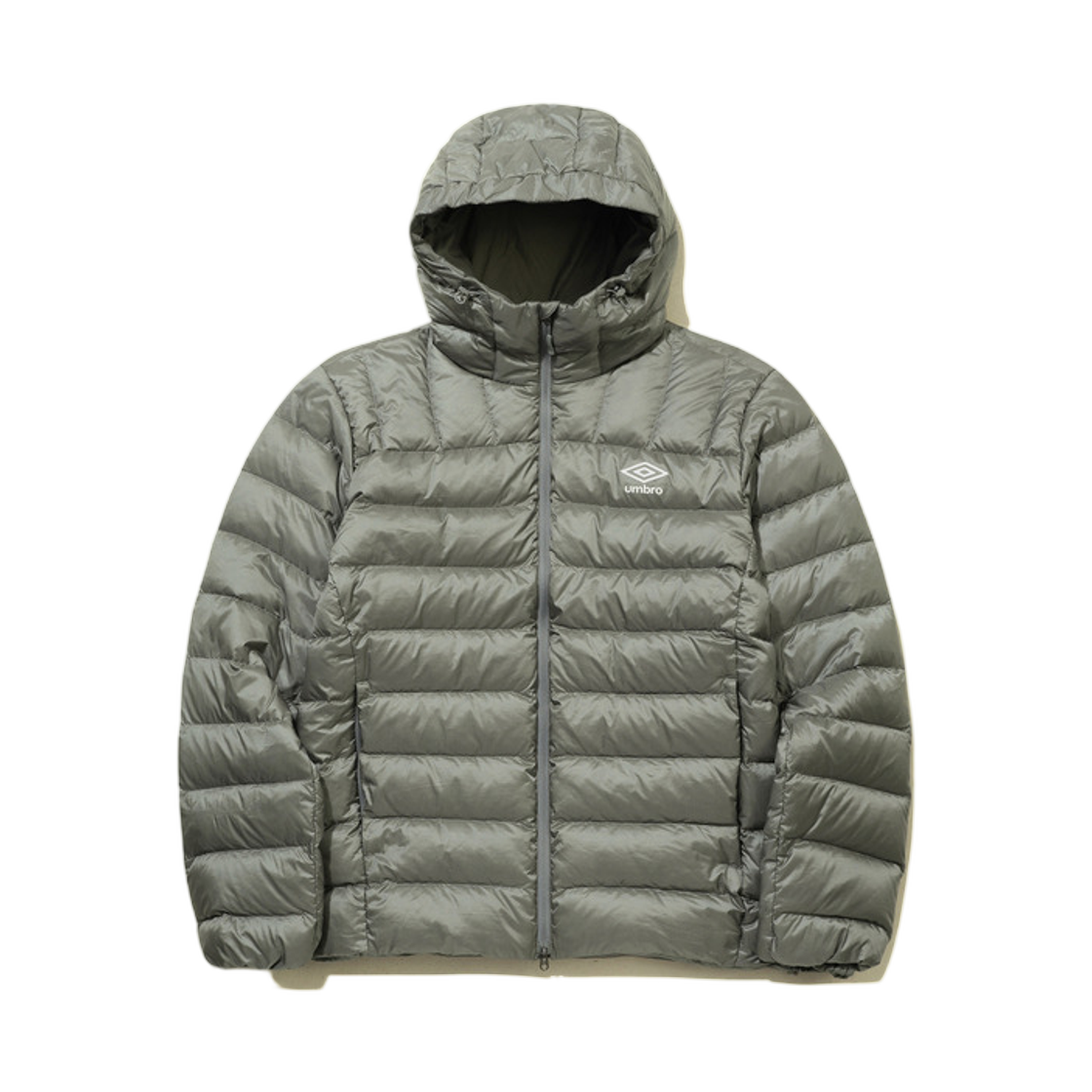UQ321CDJ95-GKA0 Umbro Featherflex Light Weight Hooded Down Jacket Grey Khaki