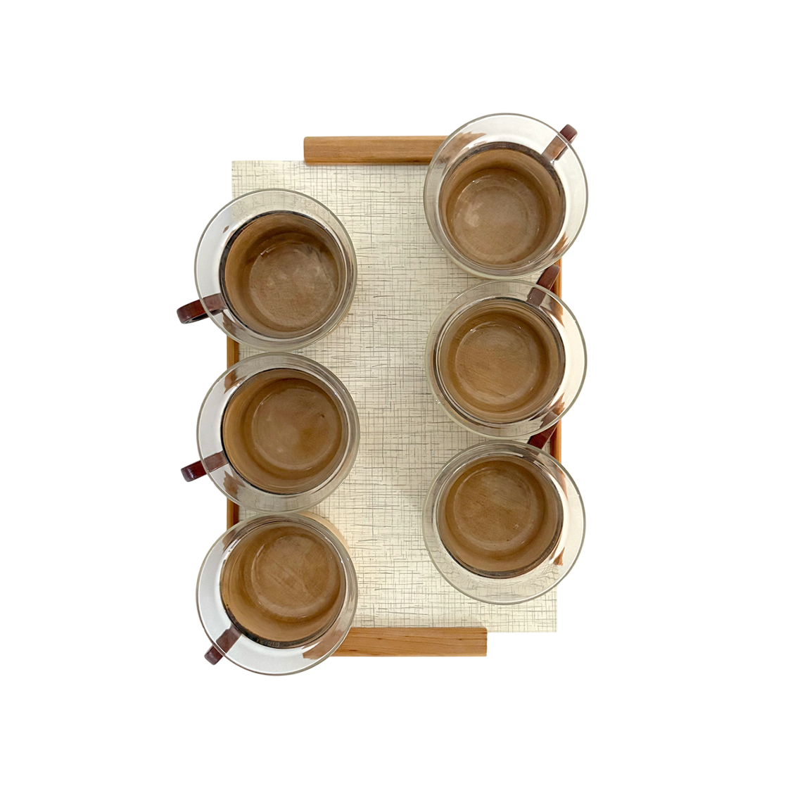 1970’s germany 6glass, 6holders colorhouse 1970’s Germany 6Glass, 6Holders, Teak Tray Set