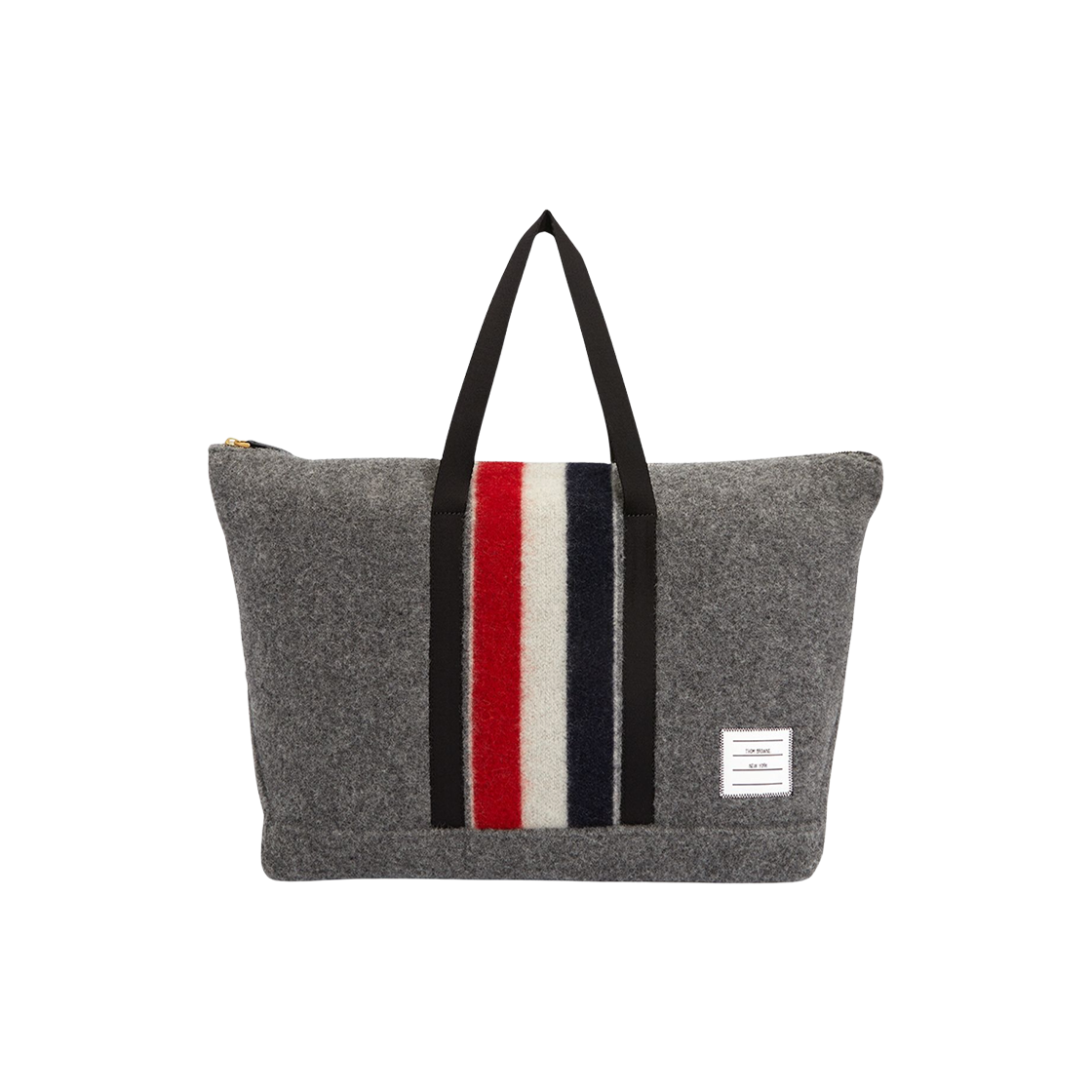 MAG315A-07558-035 Thom Browne 3-Bar Stripe Medium Wool Tote Bag Medium Grey