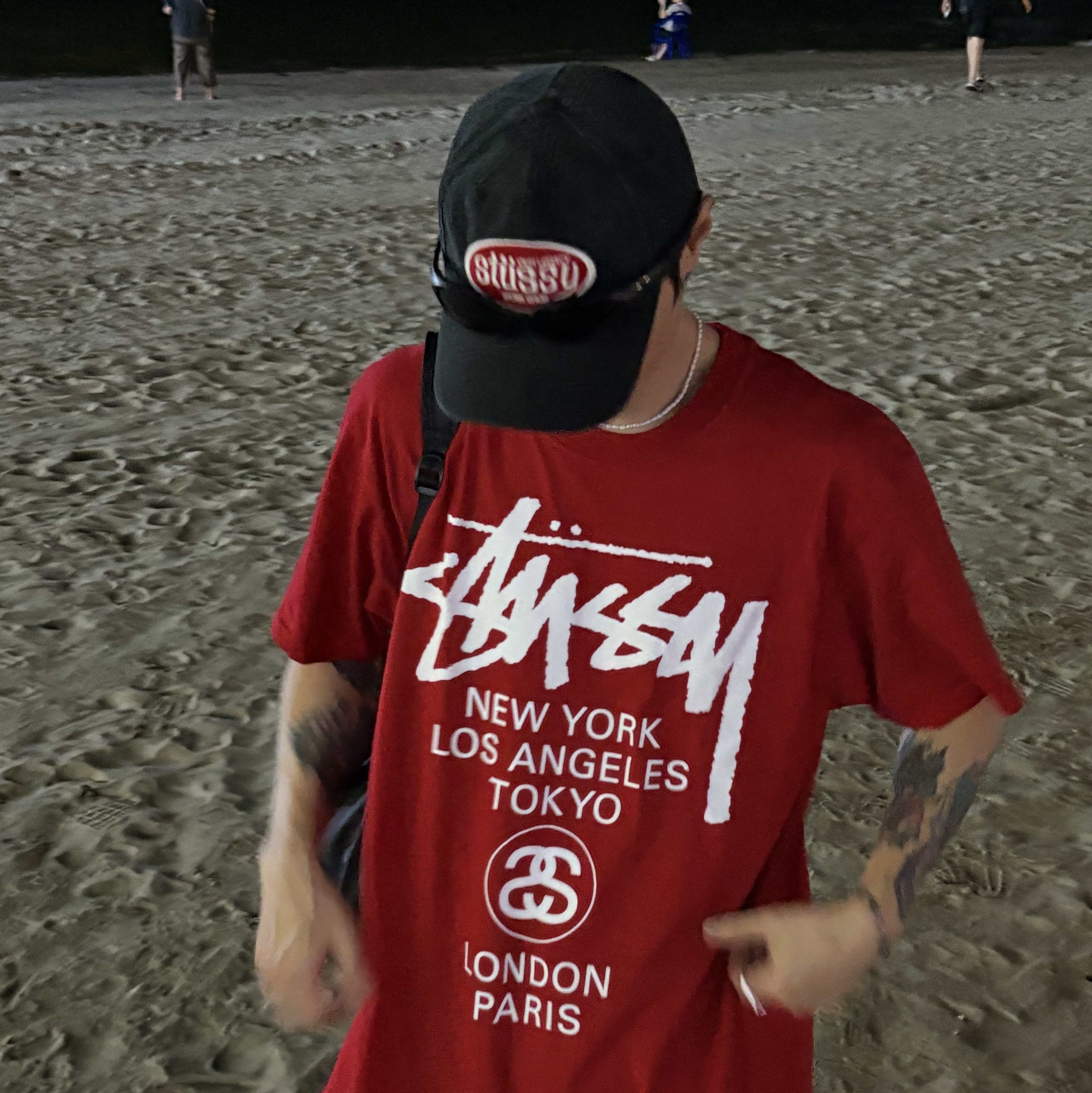 Stussy x Our Legacy Work Shop Mid-depth Cap Black, Oakley Eye Jacket Redux Matte Black Frame Prizm Grey Lenses High Bridge Fit 착용 스타일 - 1