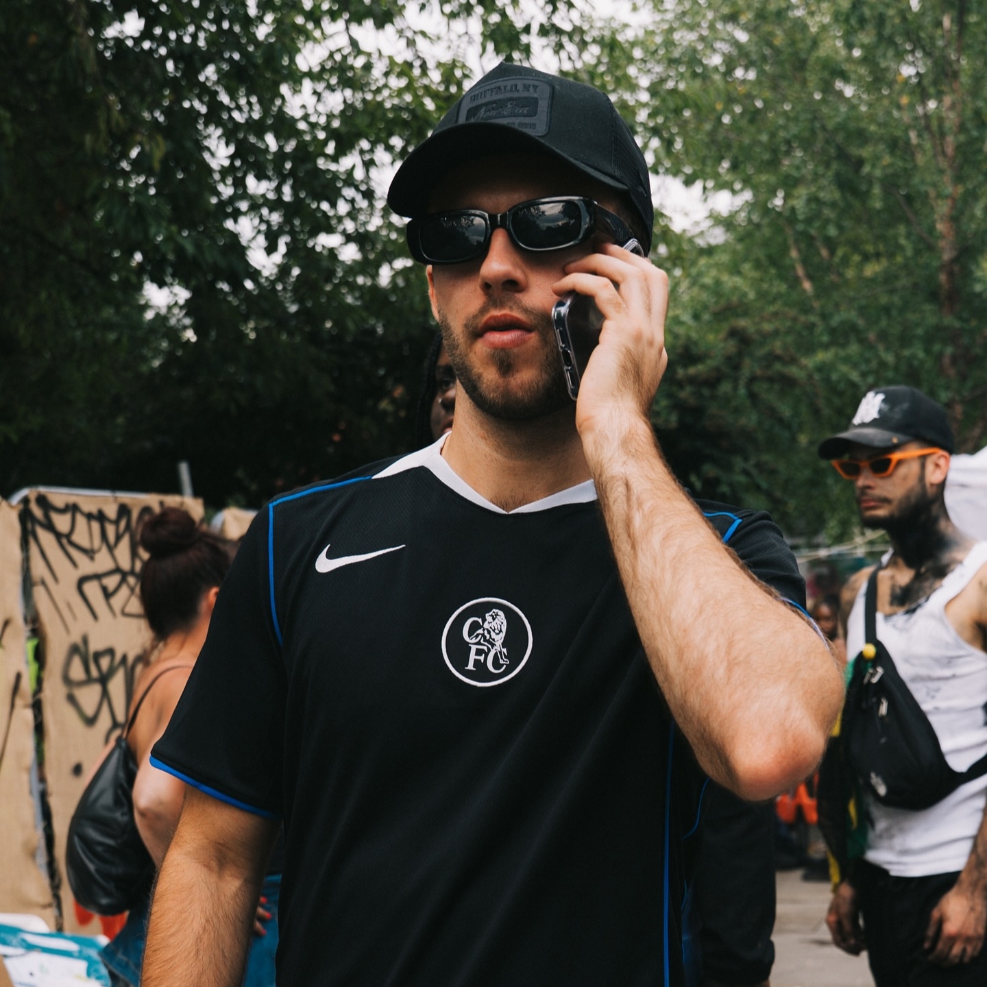Nike Chelsea FC 2025/26 Stadium 3rd Dri-Fit Total 90 Replica Jersey Black Field Silver Game Royal (Non Marking Ver.) 착용 스타일 - 4