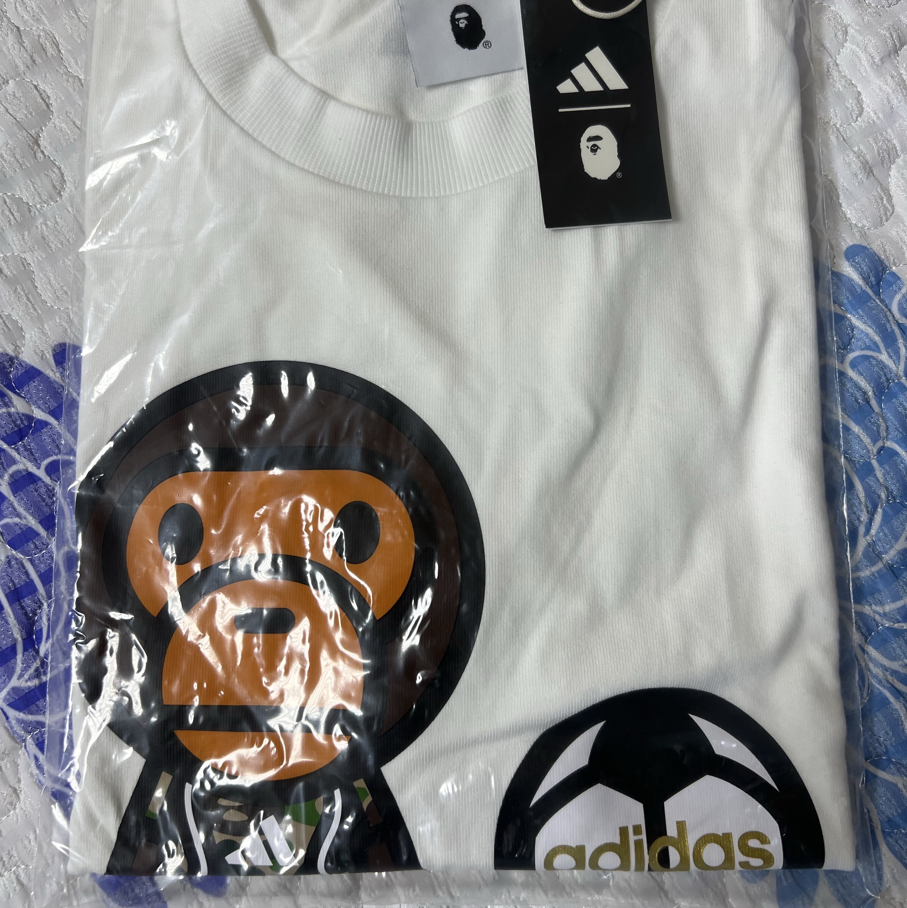 Adidas x BAPE Baby Milo T-Shirts White - KR Sizing 착용 스타일 - 2