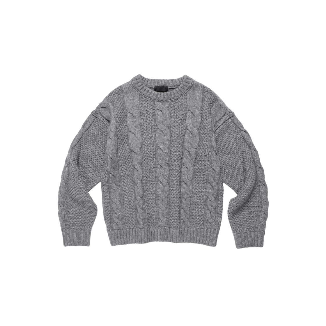 본바트 크롭 케이블 니트 멜란지 그레이