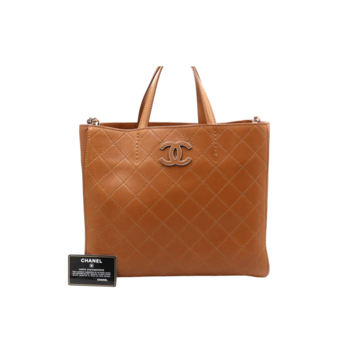 ITFELWNSTUOF Chanel Brown Caviar Quilted CC Shopper Tote Bag