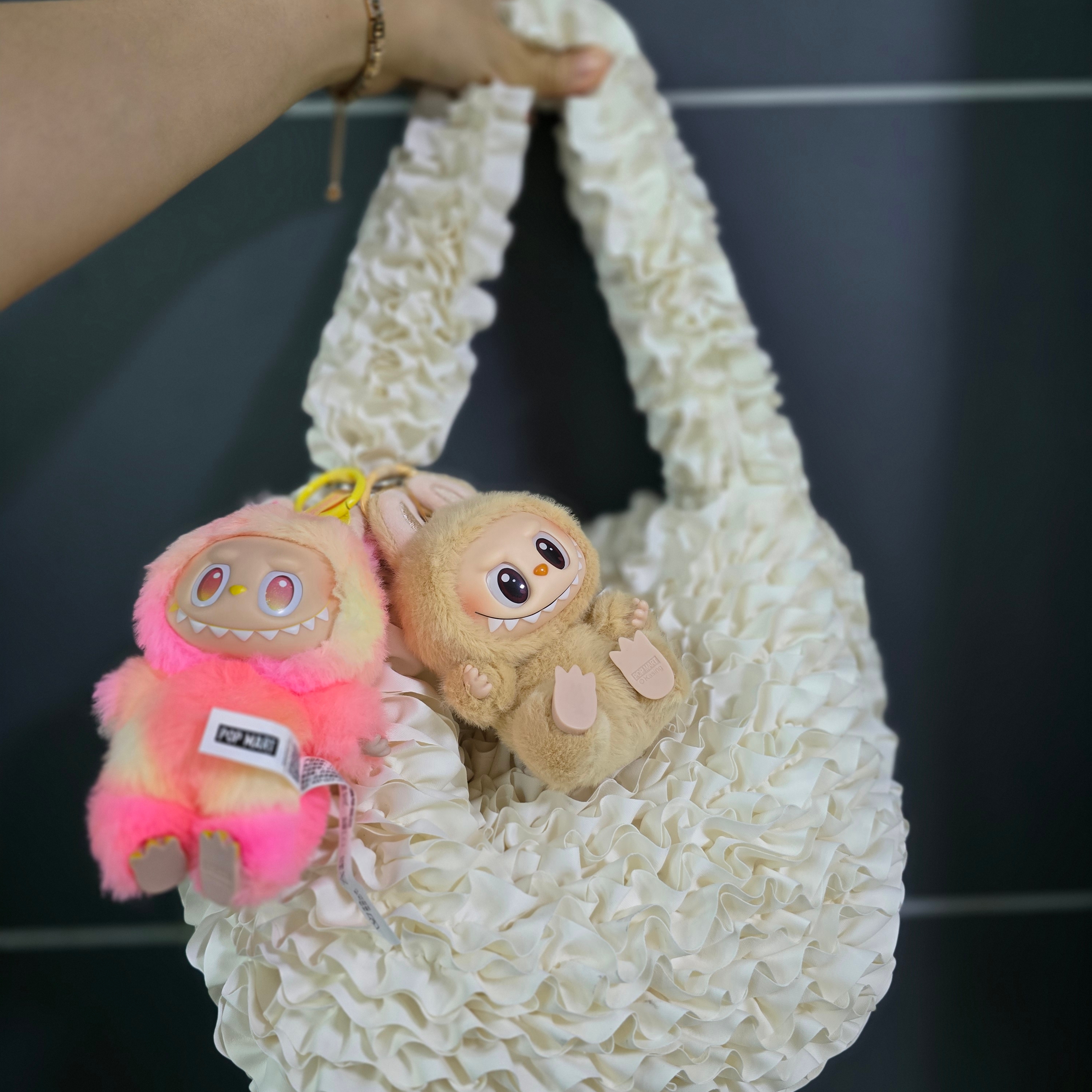 Pop Mart Labubu Let's Play Together Doll Series Sealed Case (1 Blind Box), COS Dahlia Shoulder Bag Ivory 착용 스타일
