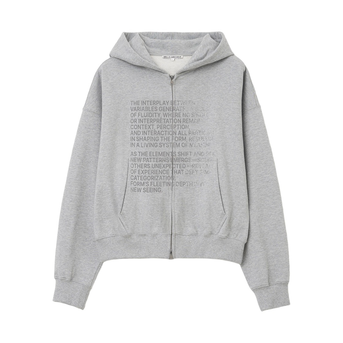 밀로 아카이브 네오 서브타이틀 후디 집업 멜란지 그레이