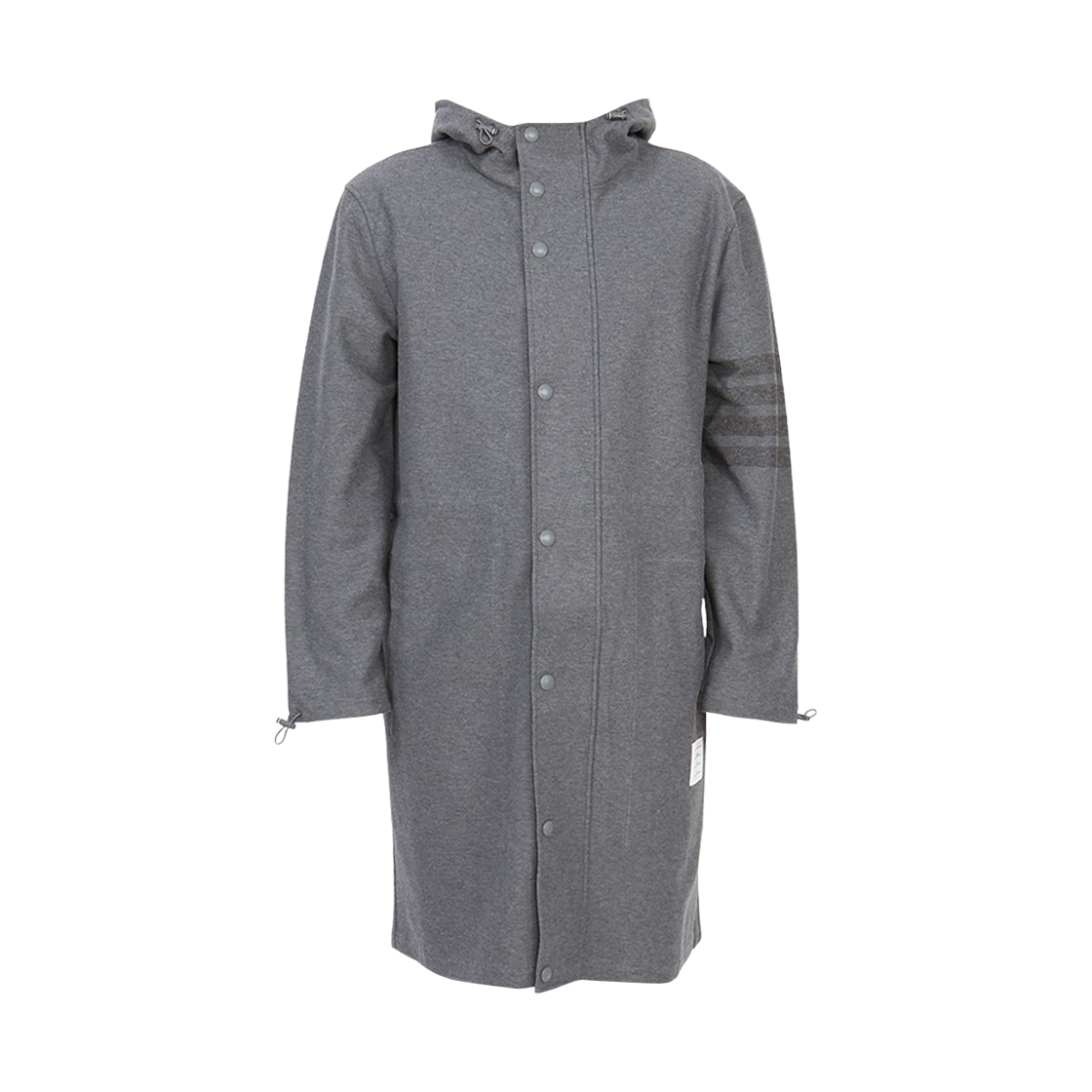 톰브라운 더블 페이스 테크 트윌 토날 사선 스트라이프 후드 스냅 프론트 파카 미디움 그레이(Thom Browne Double Face Tech Twill Tonal 4-Bar Stripe Hooded Snap Front Parka Medium Grey) - 1