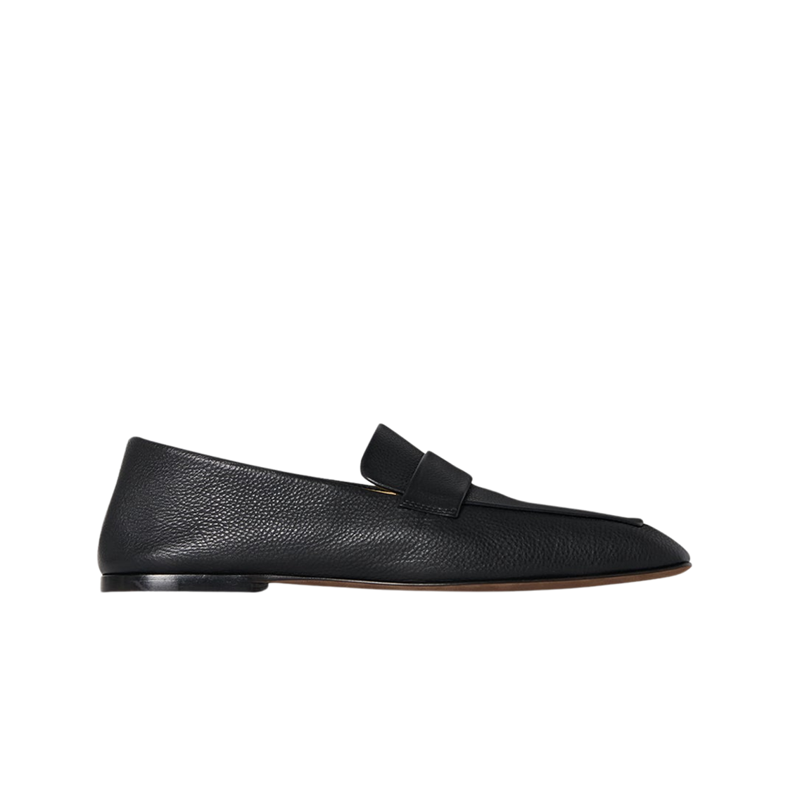 (W) 더 로우 스퀘어 레더 로퍼 블랙((W) The Row Square Leather Loafer Black)
