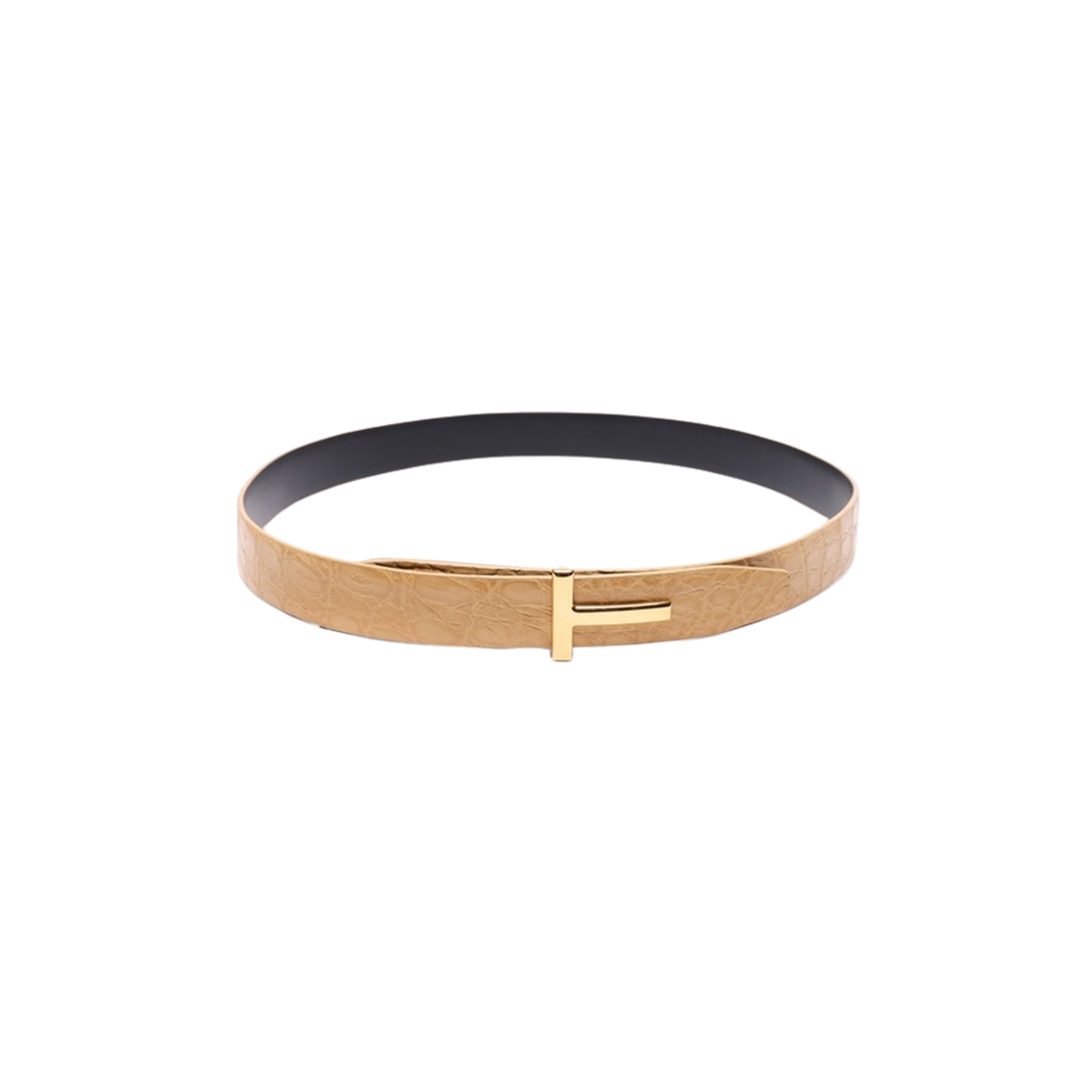 TB224-ECY001G-1Y006 Tom Ford Crocodile T Icon Belt Beige