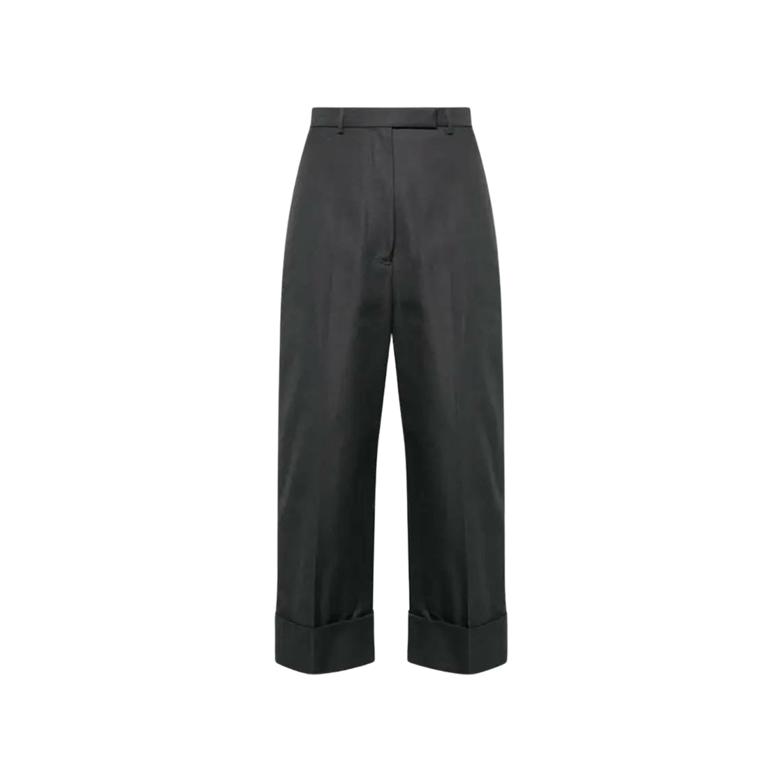 FTC444U-F0345-025 (W) Thom Browne Cotton Canvas High Waisted Trousers Dark Grey